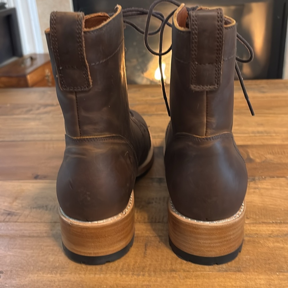 Portland Leather Brown Lace up Heeled Boots - Picture 4 of 10